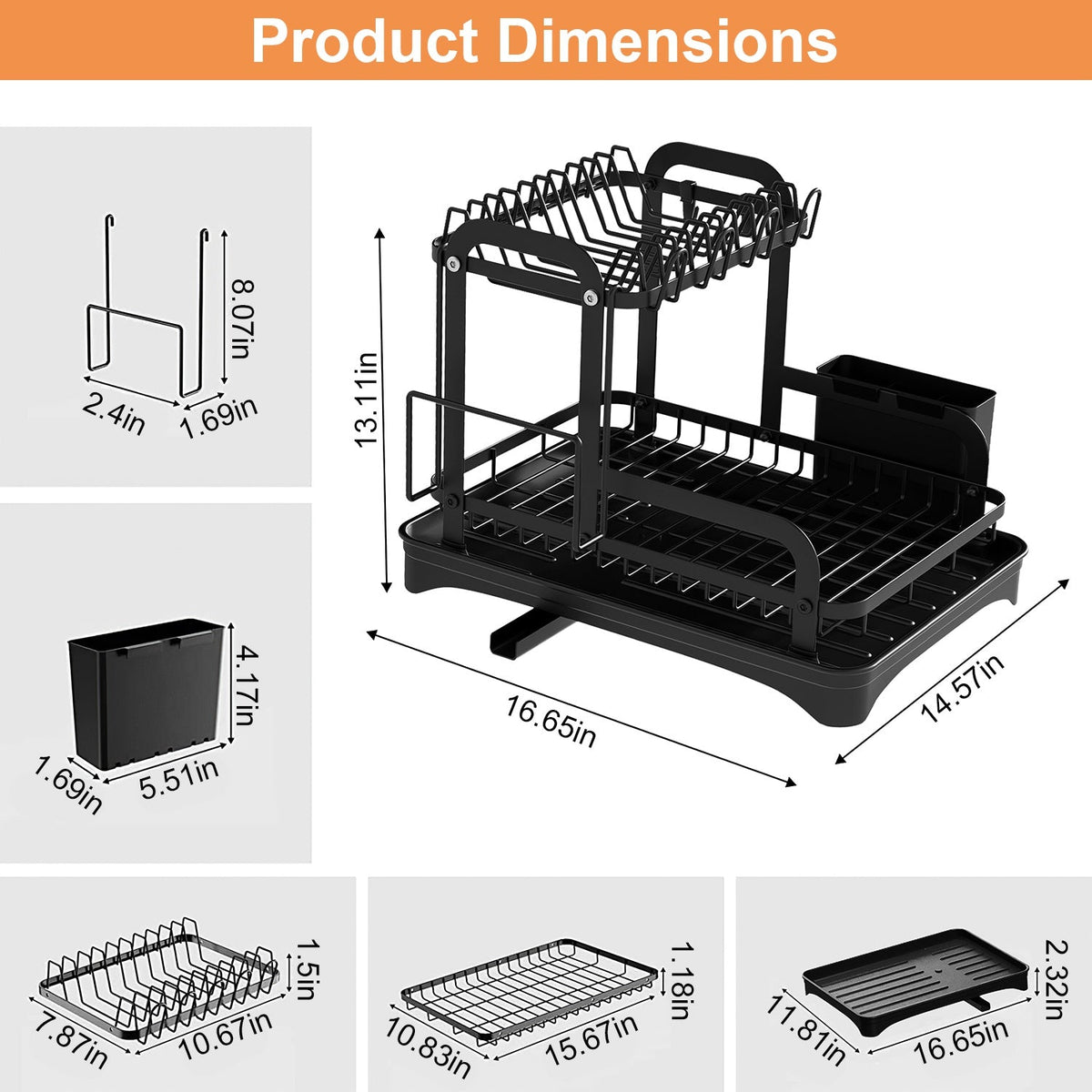2-Tier Dish Drying Rack For Kitchen Counter Space Saving