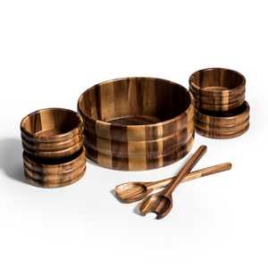 7 Piece - Extra Large Salad Bowl with Servers and 4 Individual Bowls