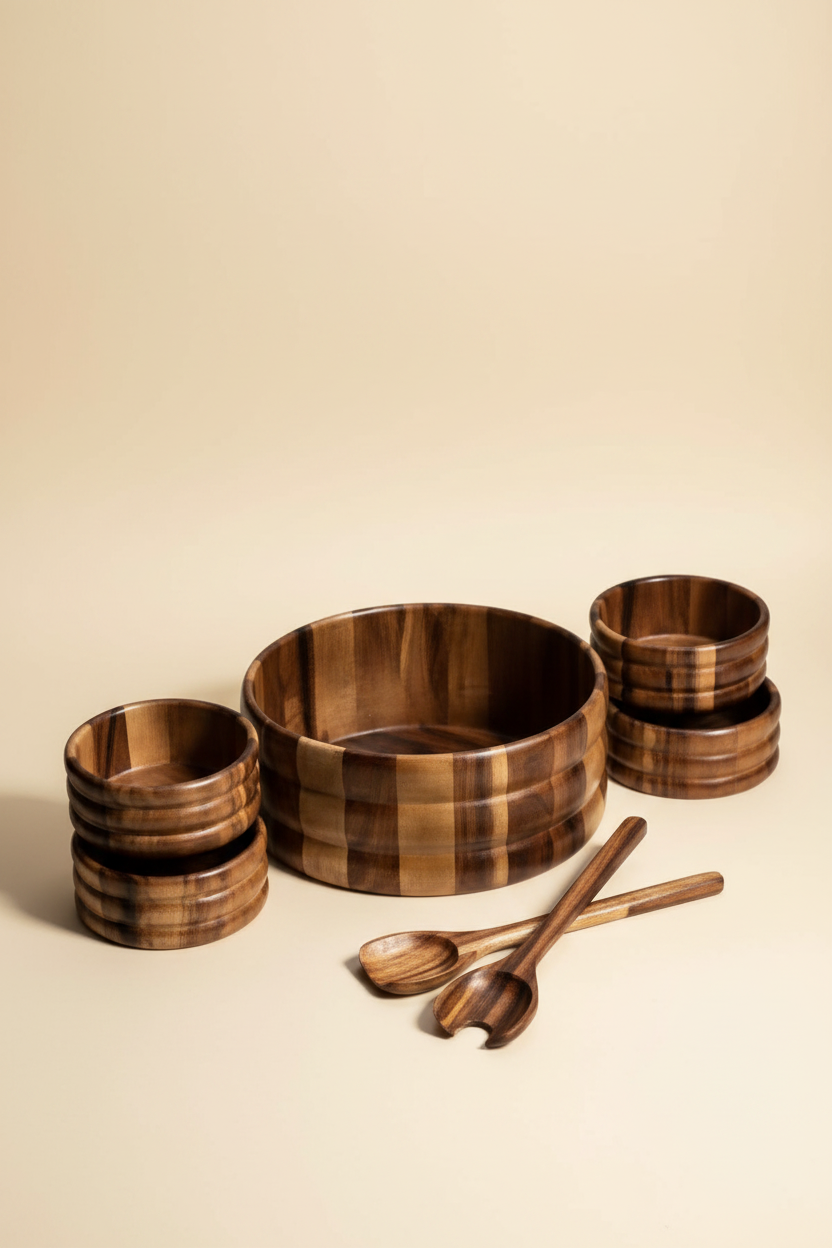 7-Piece Salad Bowl Set — Beige Editorial
