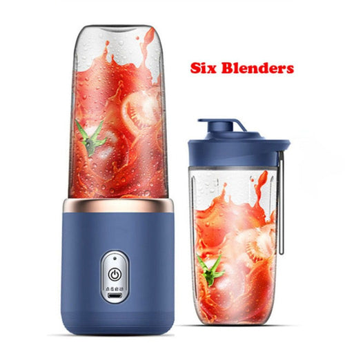 Portable Blender USB Rechargeable - 400ml Smoothie Maker w/ 6 Blades