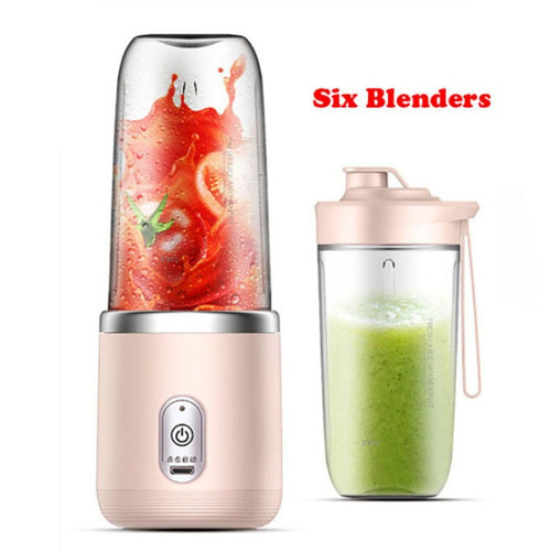 Portable Blender USB Rechargeable - 400ml Smoothie Maker w/ 6 Blades