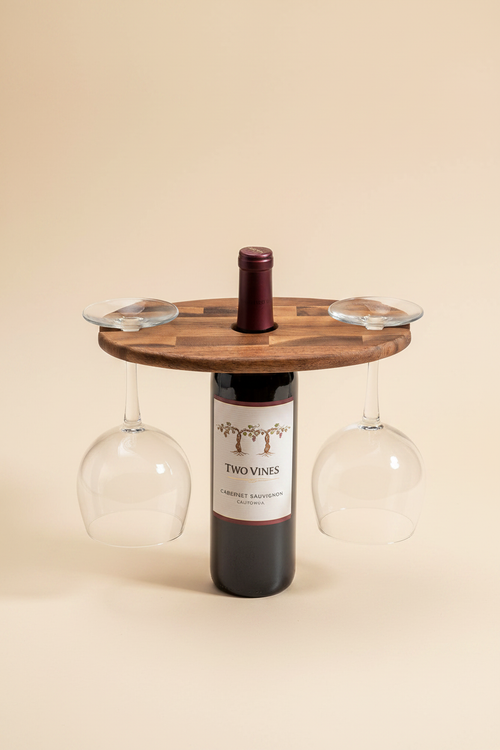 Acacia Wood Wine Holder — Beige Editorial