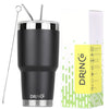 DRINCO® 30oz Insulated Tumbler | Spill Proof Lid w/2 Straws (Black)