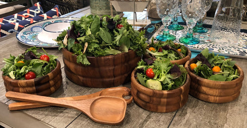 7 Piece - Extra Large Salad Bowl with Servers and 4 Individual Bowls