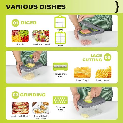 Vegetable Chopper with Container | 22-in-1 Veggie Choppers