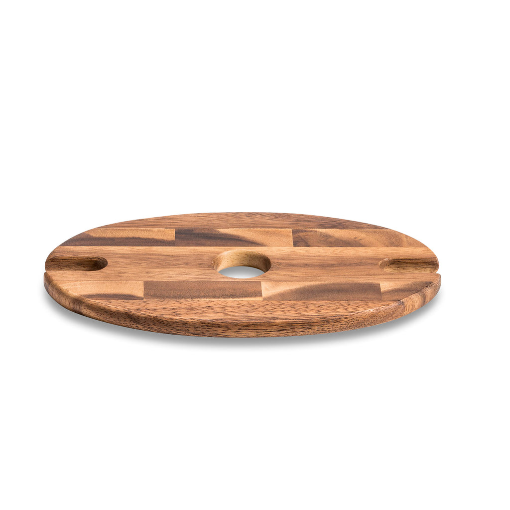 Acacia Wood Wine Bottle & Glass Holder For 2 Glasses | Portable
