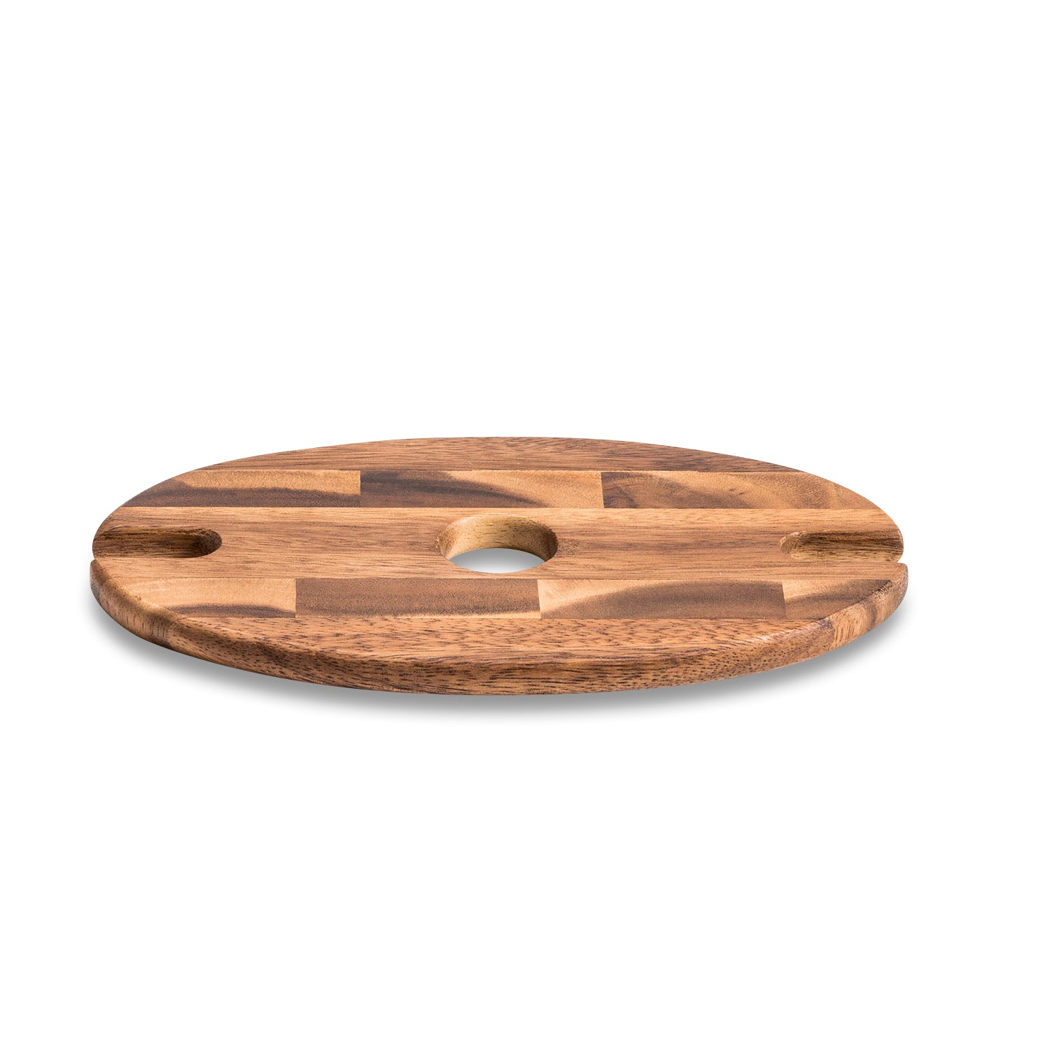 Acacia Wood Wine Bottle & Glass Holder For 2 Glasses | Portable