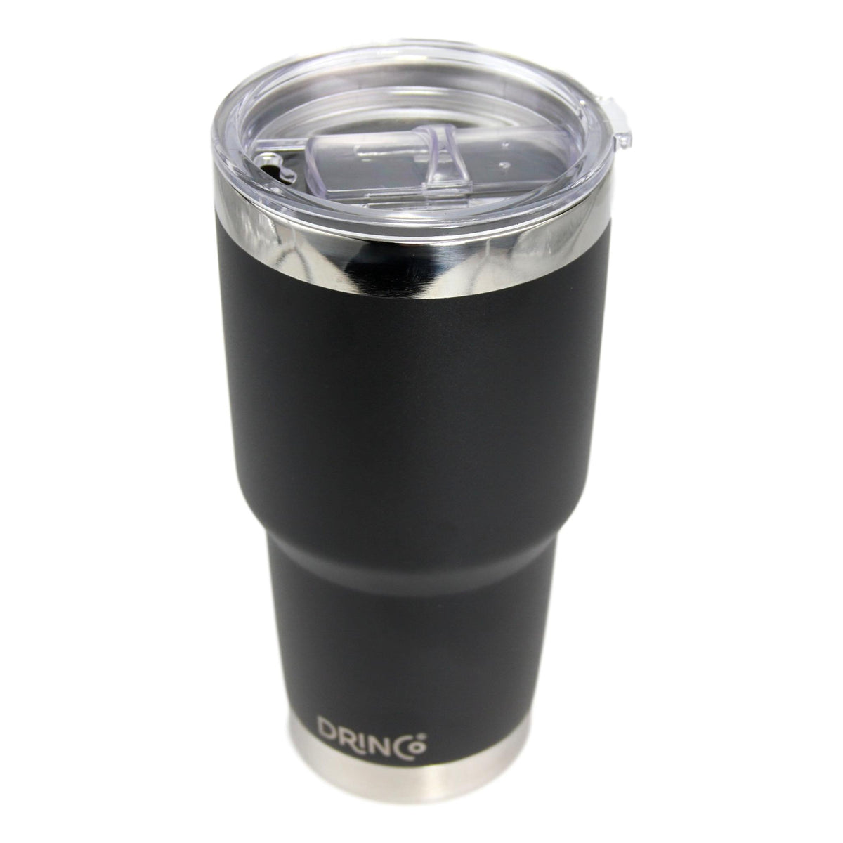 DRINCO® 30oz Insulated Tumbler | Spill Proof Lid w/2 Straws (Black)