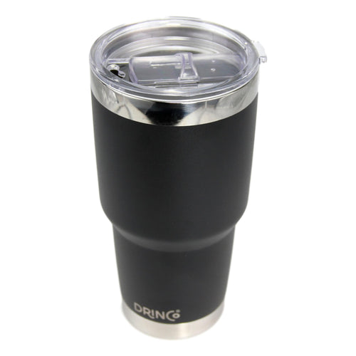 DRINCO® 30oz Insulated Tumbler | Spill Proof Lid w/2 Straws (Black)