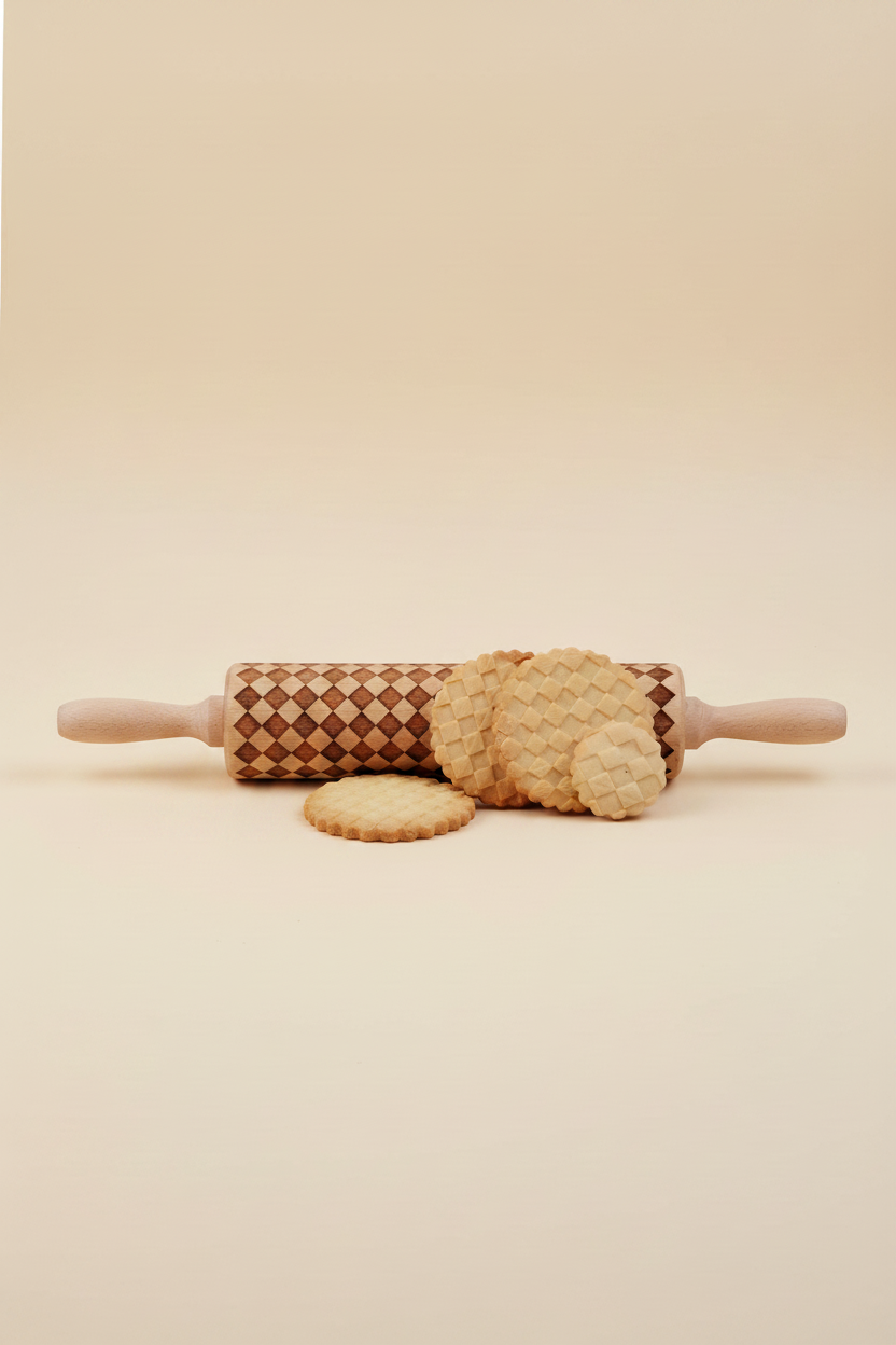 Embossed Rolling Pin with Cookies