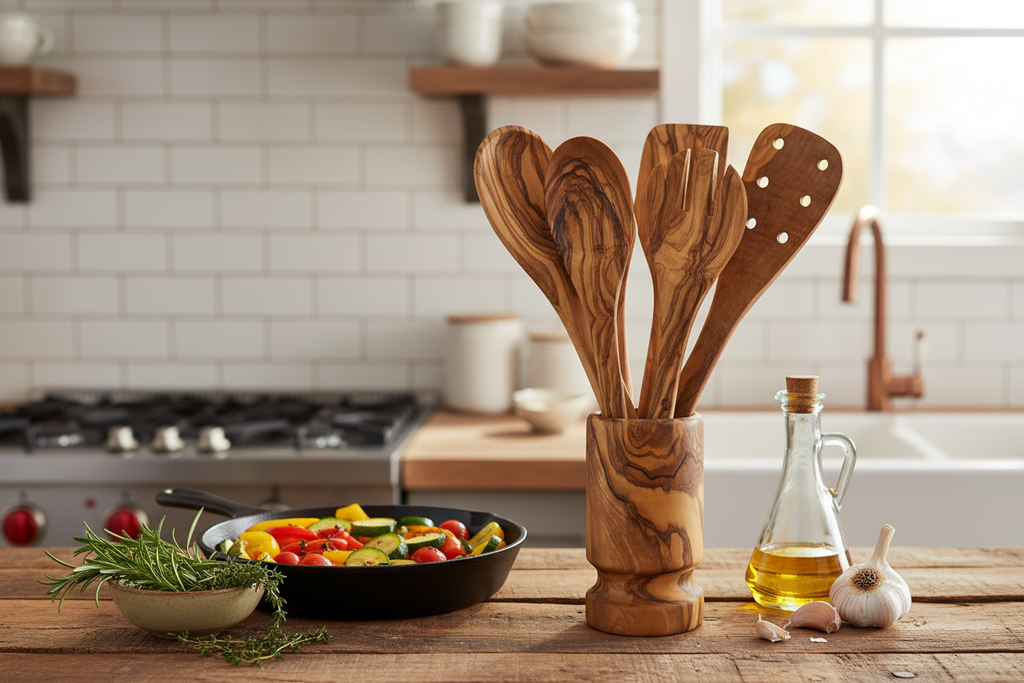 Olive Wood Kitchen Servers Lifestyle