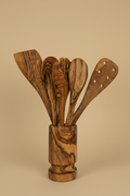 Olive Wood Kitchen Servers Set — Sandy Beige Editorial
