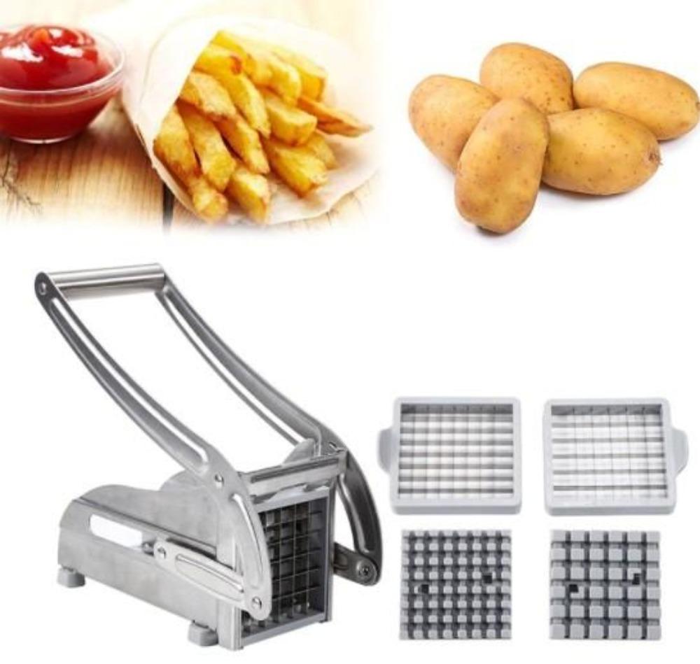 Stainless Steel French Fry Cutter - Heavy Duty Potato Slicer